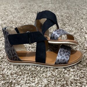 Maurices Black and Leopard Print Sandals